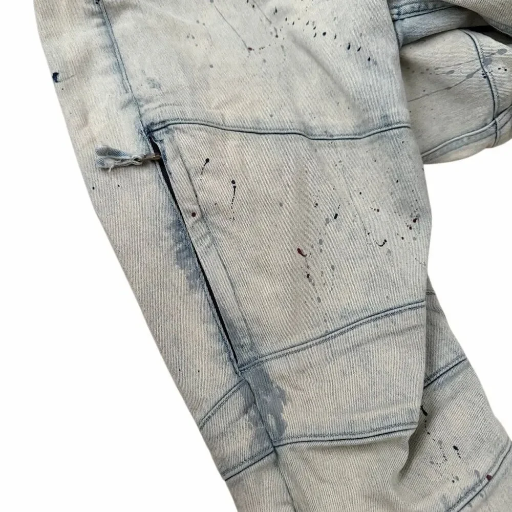 Hudson Jeans Men's 32x32 Zack Moto Skinny Fit Jeans Paint Splatter